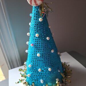 Christmas  tree shinny fabric and pearl handmade